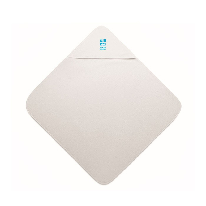 Witte katoenen babydoekje met capuchon 300 g/m2
