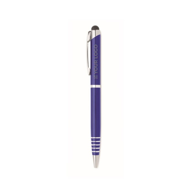 Rollerballpen van gerecycled aluminium, blauwe inkt