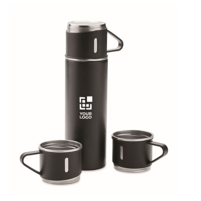 Roestvrijstalen antilek fles van 420 ml en 3 kopjes van 150 ml