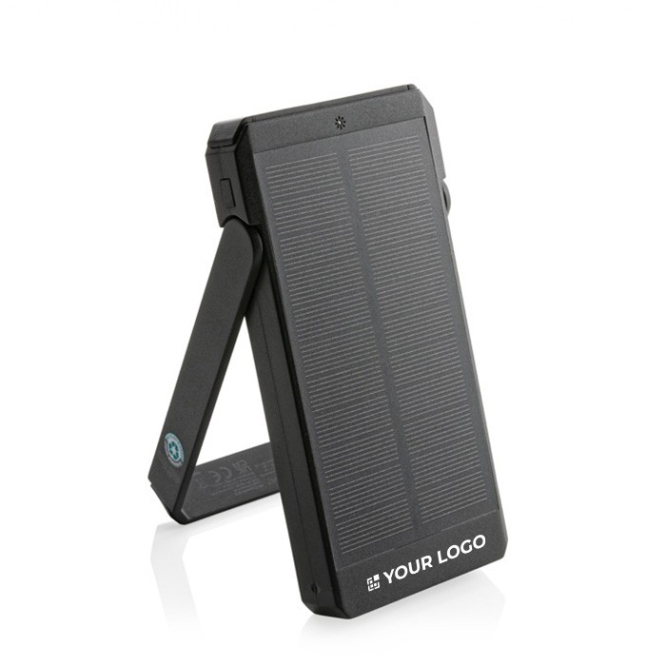 Powerbank van gerecycled plastic met 10.000 mAh zonne-oplaadpaneel