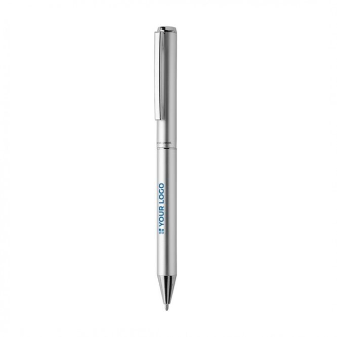 Elegante balpen van gerecycled aluminium, blauwe inkt Dokumental®