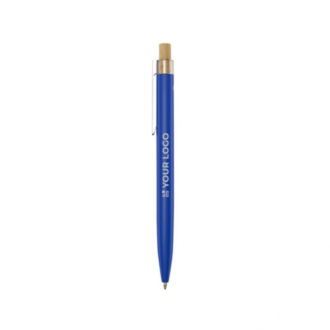 Pen van aluminium en bamboe met transparant zwart inktdetail