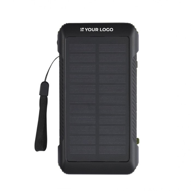 Powerbank van gerecycled plastic met slinger en kabels 10.000 mAh