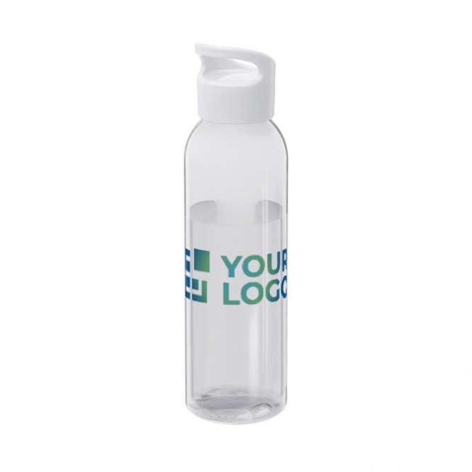 Transparante gerecyclede plastic fles met handvat op de deksel 650ml