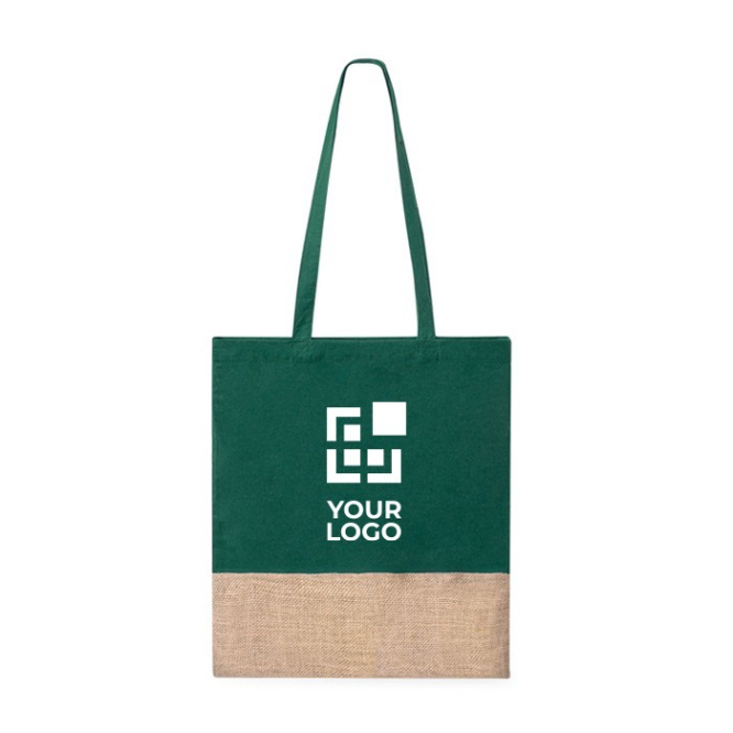 Kleurrijk tasje van 100% katoen met jute basis 120g/m2