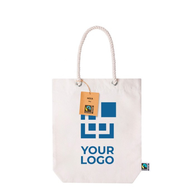 Fairtrade tas van gerecycled katoen met lange handvatten, 280 g/m2