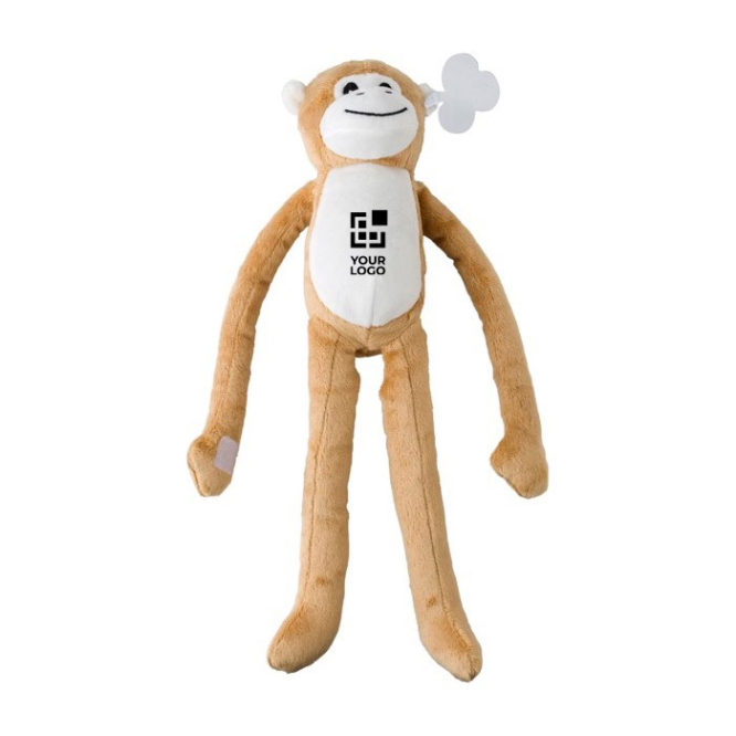Pluche knuffel aapje met klittenband en aanpasbaar label