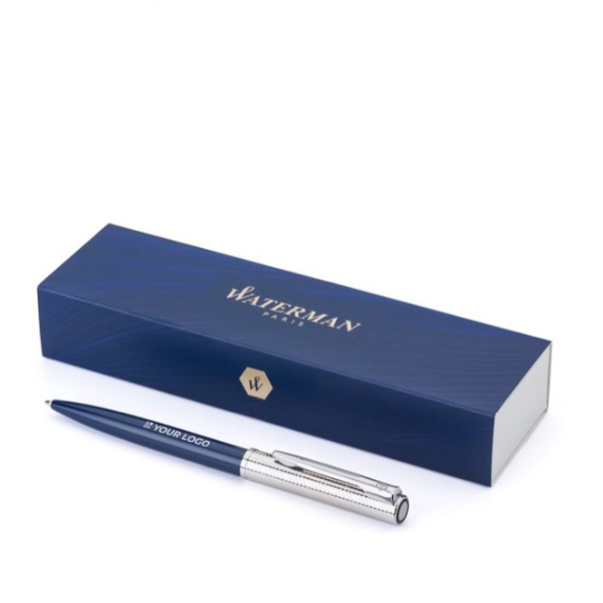 Luxe roestvrijstalen pen met blauwe inkt Waterman