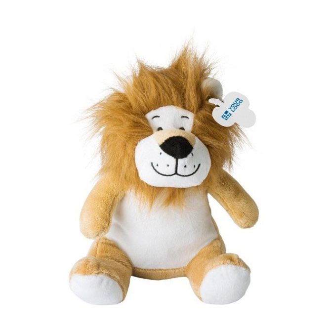Pluche leeuwen knuffel met aanpasbaar label en geborduurde ogen