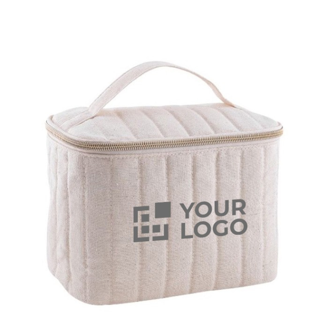 Toilettas van gerecycled katoen en polyester met gouden rits