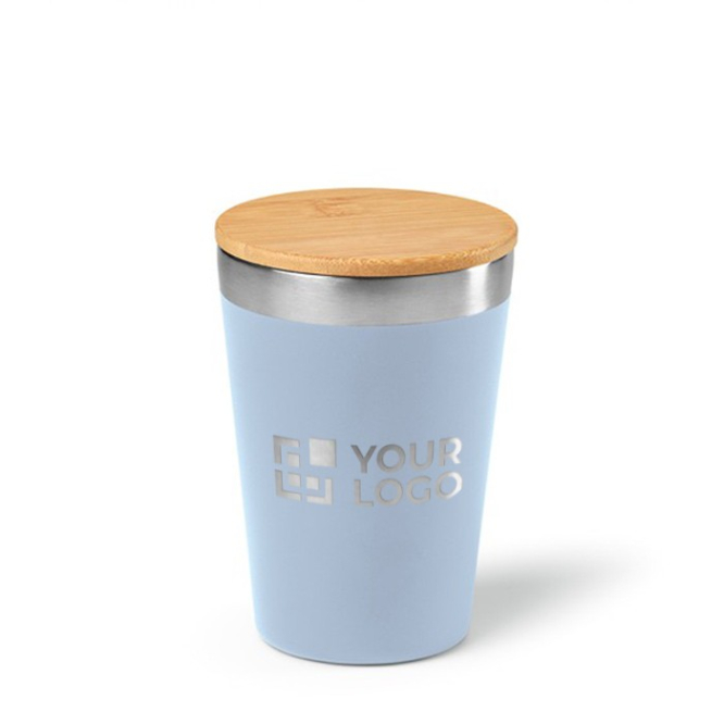 Thermische beker van gerecycled rvs met bamboe deksel 400ml
