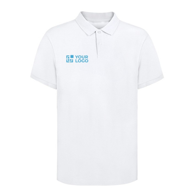 Witte heren polo van 100% katoen met 2 bijpassende knopen 220 g/m2