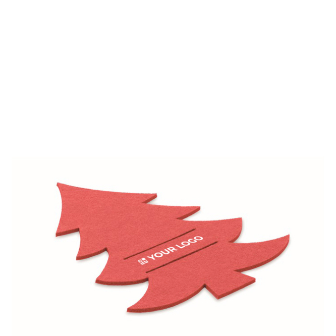 Set 4 RPET bestekhouders in kerstboomvorm rood