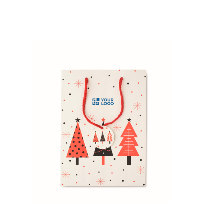 Middelgrote kerst cadeauzak van papier met kerstthema