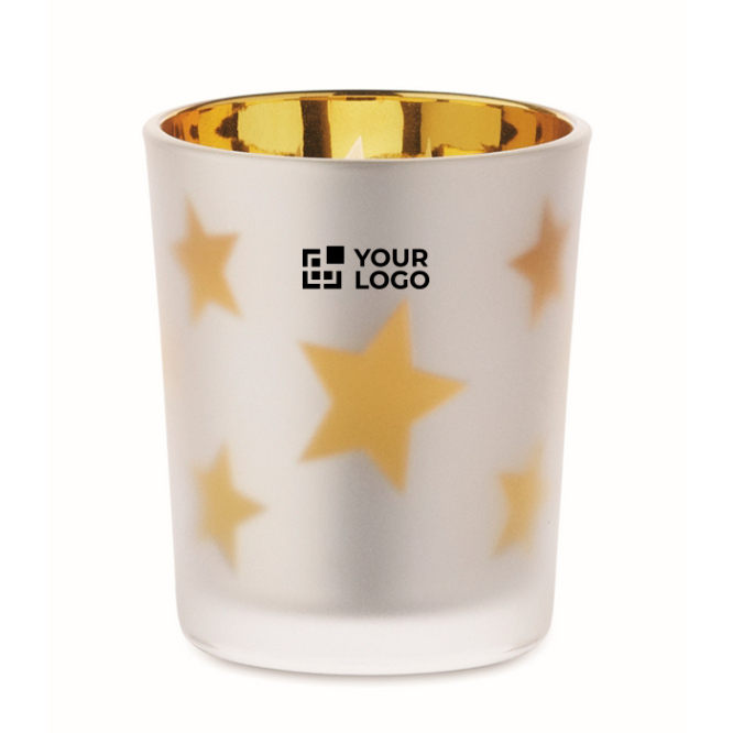 LED kaars in glazen pot met kerststerren