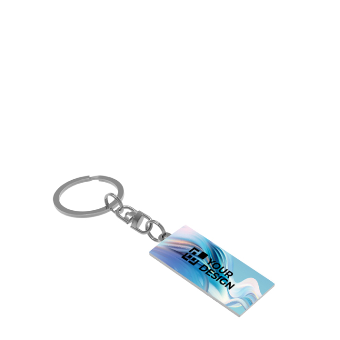 Rechthoekige metalen sleutelhanger full colour personaliseerbaar