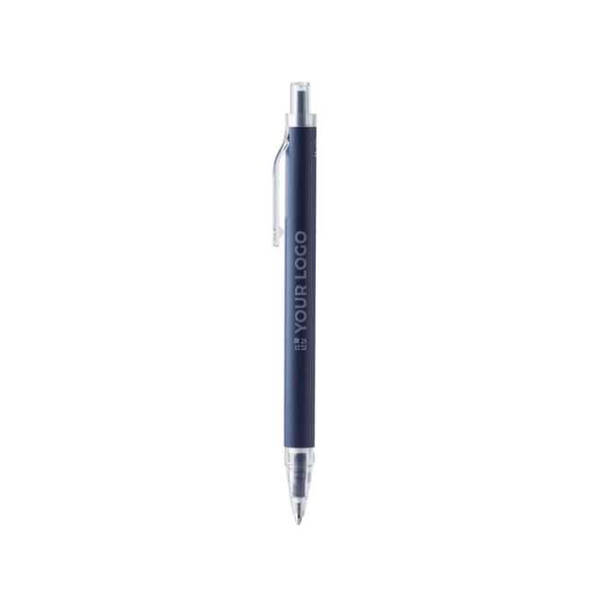 Matte pen van gerecycled aluminium met clip, blauwe inkt