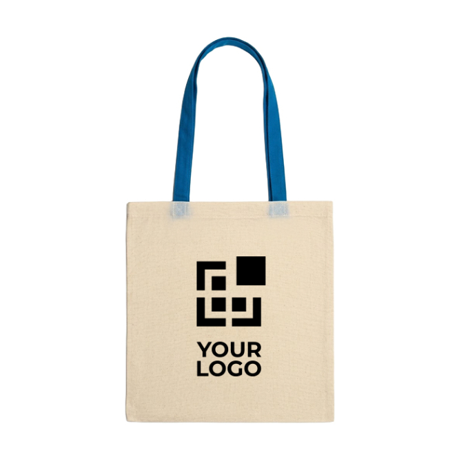 Tas van 100% katoen met lange gekleurde hengsels 140 g/m²