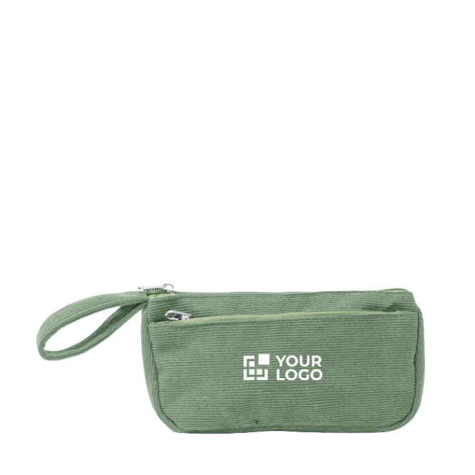 Toilettas van ribfluweel met dubbel compartiment en ritssluiting