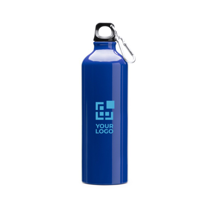 Grote aluminium drinkfles met karabijnhaak in de dop 800 ml