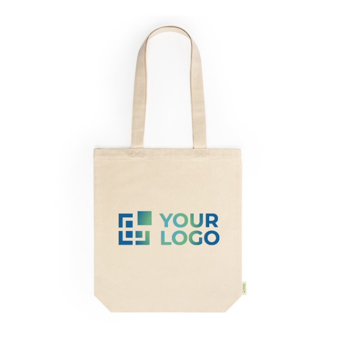 Biokatoenen tas met bodemvouw en lange hengsels 70 cm 280 g/m²