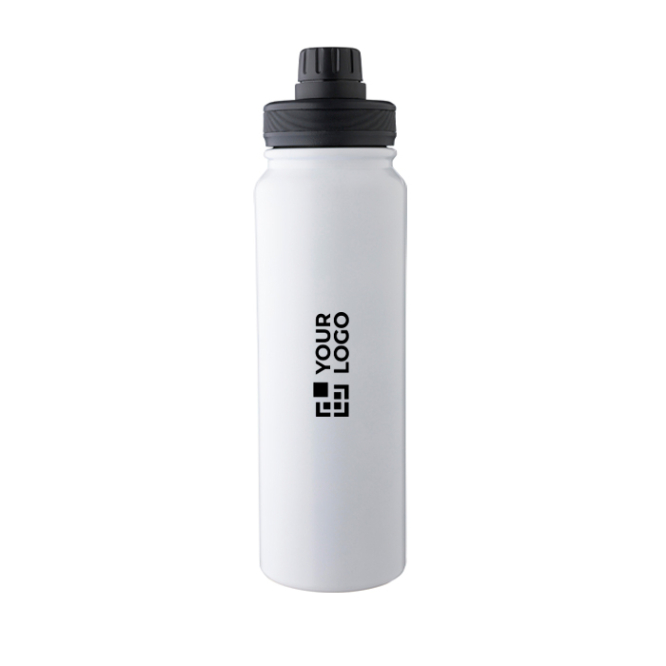 Dubbelwandige RVS drinkfles met dop die als telefoonhouder dient 800ml