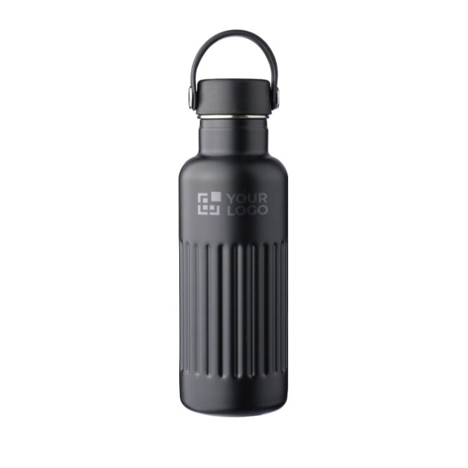 Drinkfles van gerecycled RVS met draaglus aan de dop 500ml