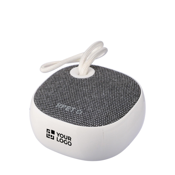 Draadloze speaker met RPET-stof aan de bovenzijde en touwtje 3W