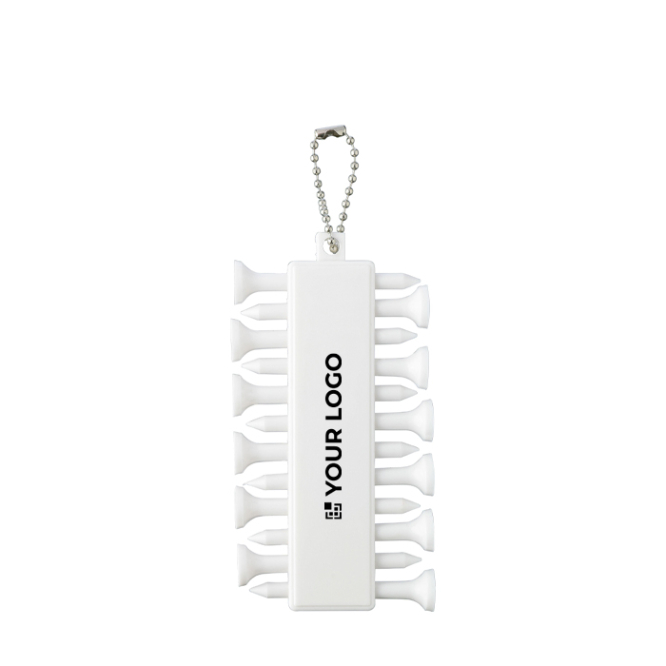 Set van 12 golftees van gerecycled plastic met metalen koord