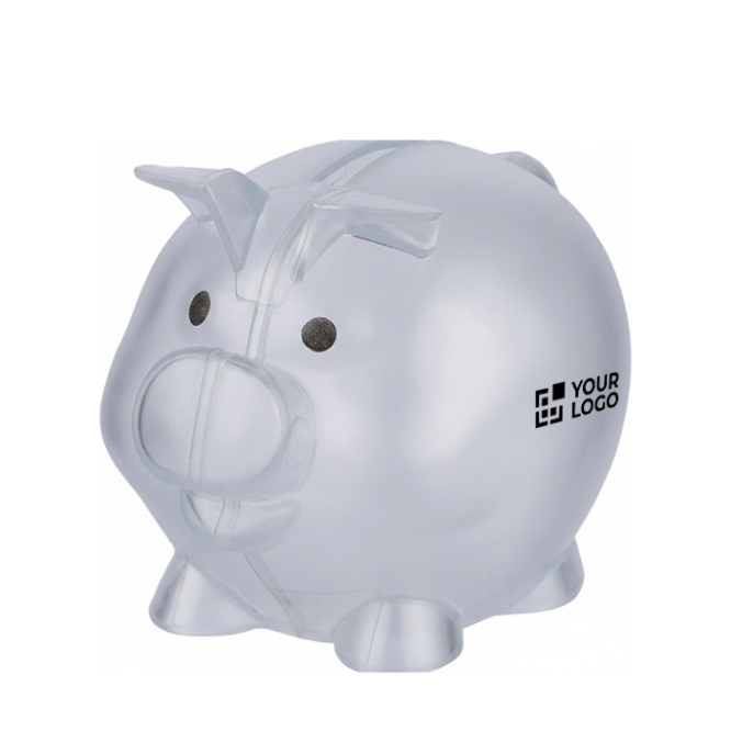 Transparant spaarvarken van gerecycled plastic met logo