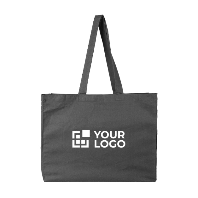 OEKO-TEX katoenen tas met zijvouw en lange hengsels 180 g/m²