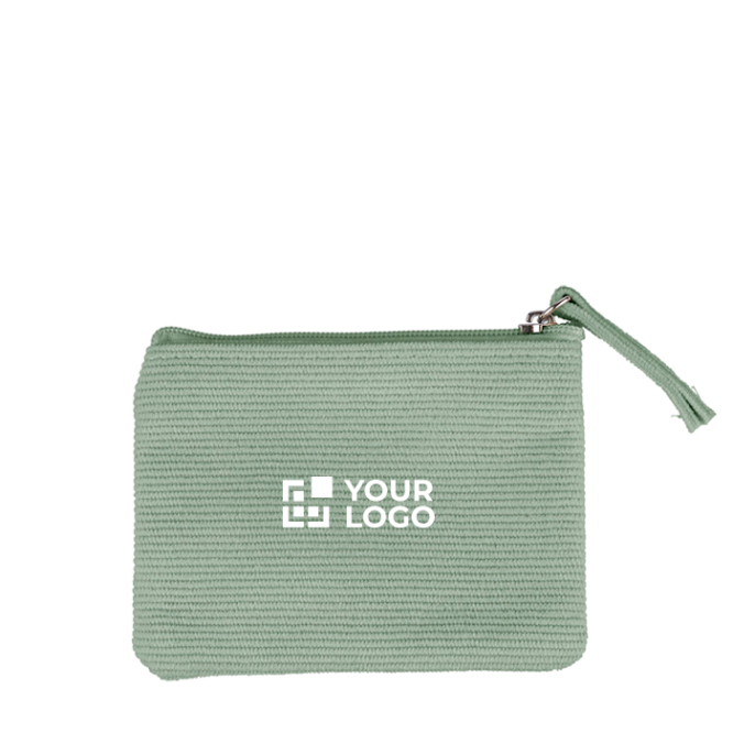 Ribfluwele portemonnee met bijpassende rits om te bedrukken