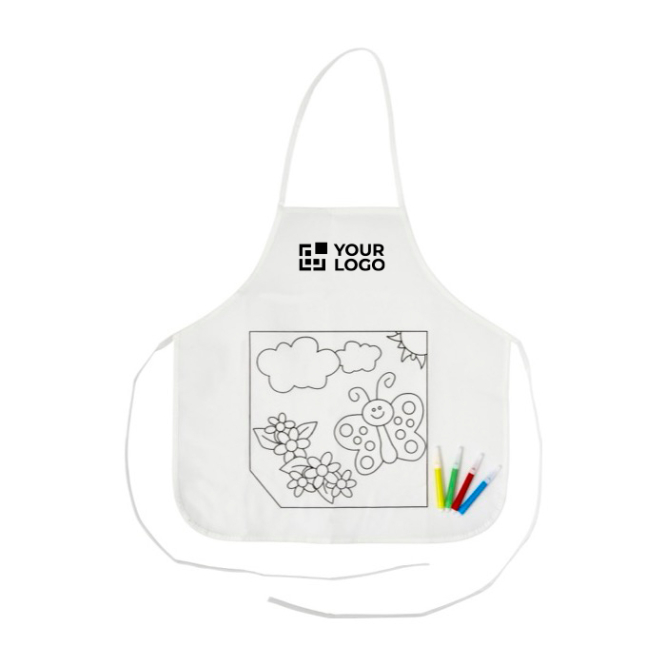 Kinderschort om in te kleuren met 4 stiften, 80 g/m²