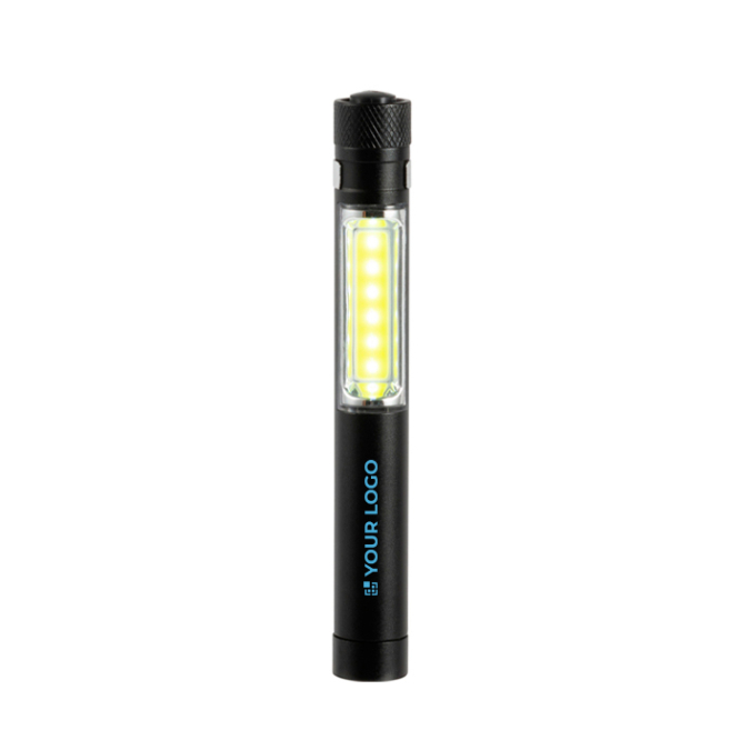 Zaklamp met logo, COB-technologie, magneet en metalen clip