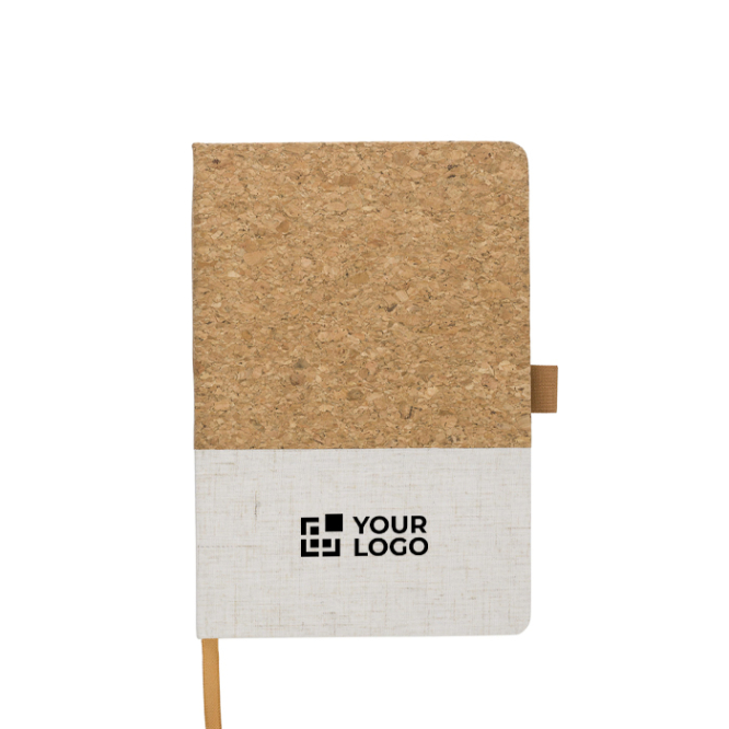 A5 notitieboekje van kurk en katoen met gelinieerde pagina’s