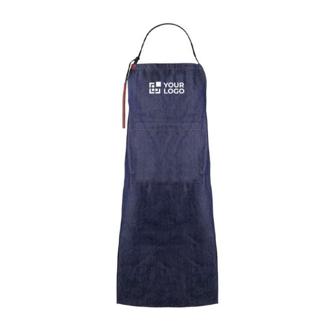 Denim schort van katoen met PU-details, 190 g/m²