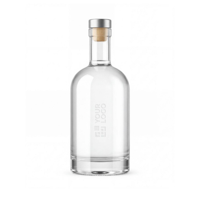 Glazen fles met aluminium dop en capaciteit van 750 ml