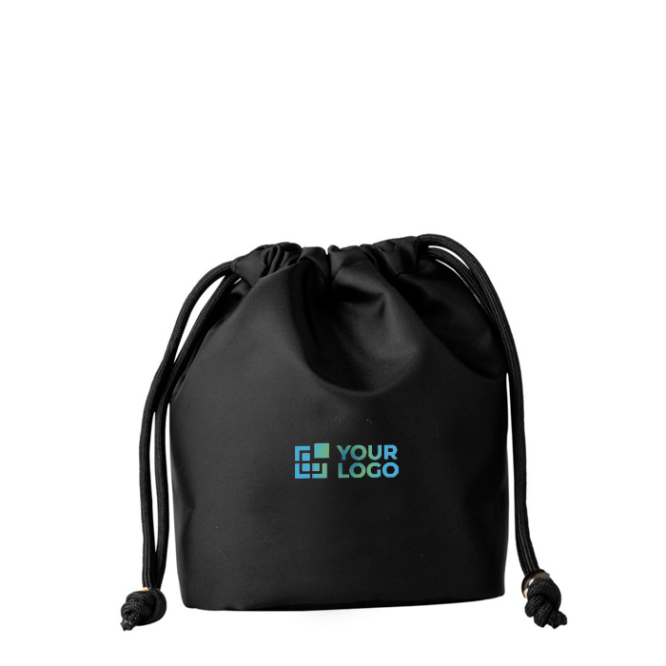 Klein nylon zakje met elegante zwarte trekkoordsluiting