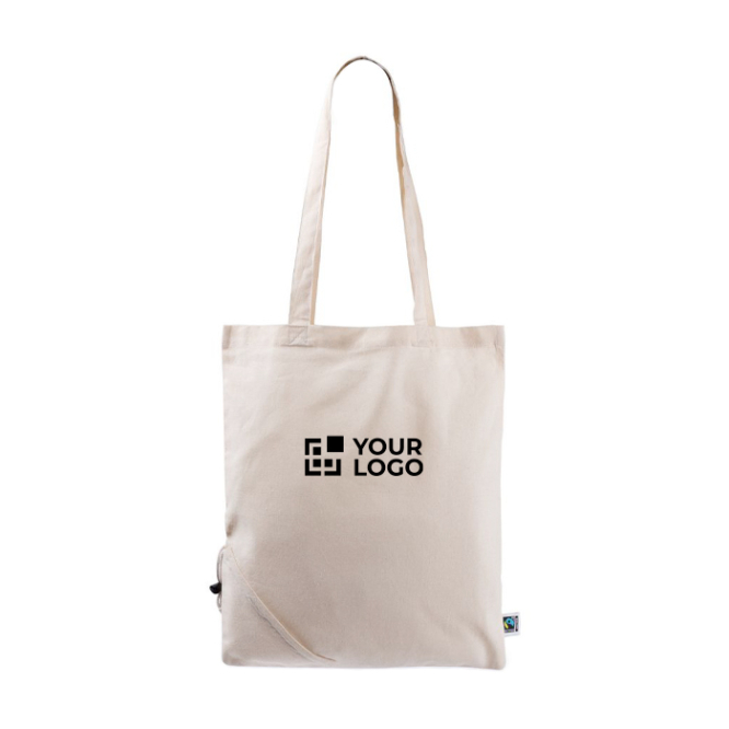 Opvouwbare Fairtrade katoenen tas voor personalisatie 120 g/m2