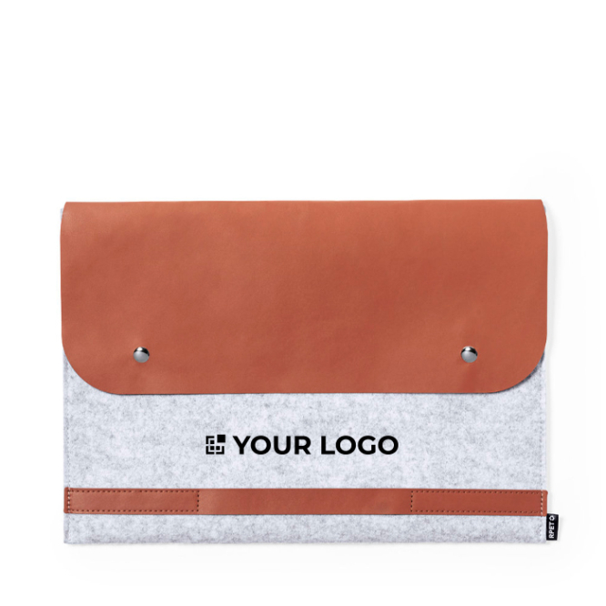 RPET-vilten laptoptas met kunstlederen flap, geschikt voor 14'' laptops