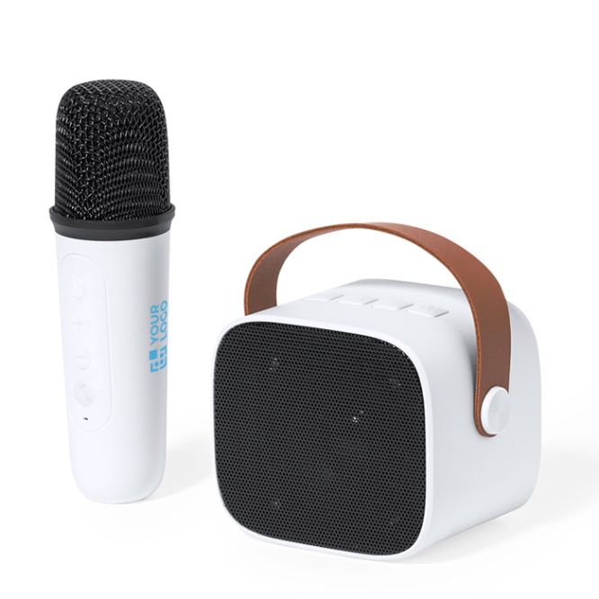 Karaokeset met 5W speaker en microfoon met logo en Bluetooth functie