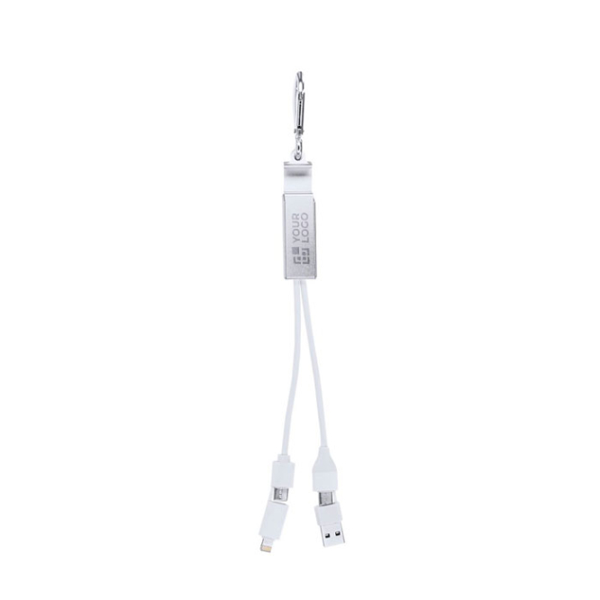 Recycled aluminium USB-hub met telefoonhouder en karabijnhaak