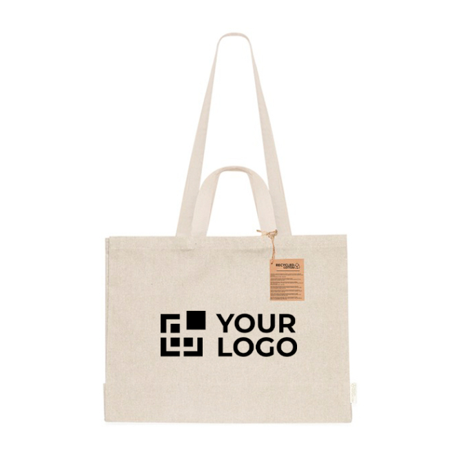 Katoenen draagtas van gerecycled materiaal met vouwbodem 150 g/m²