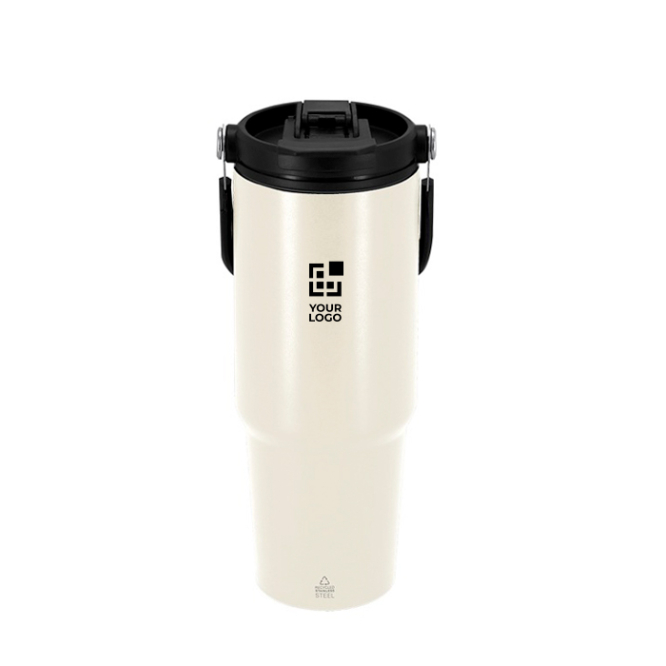 RVS drinkfles van gerecycled staal met handige draaglus 900 ml