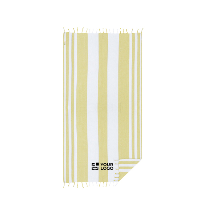 Gestreepte handdoek van gerecycled katoen met franjes