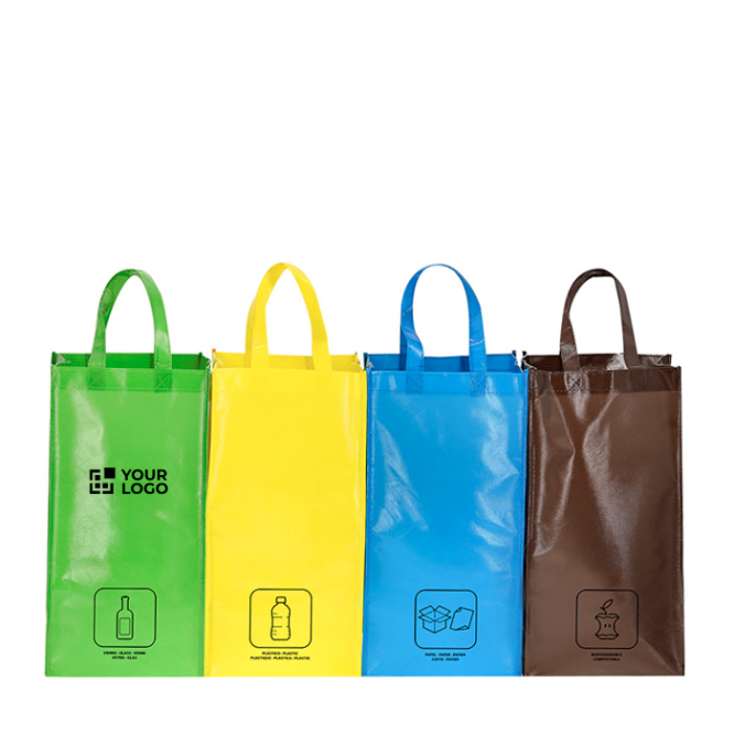 Set recyclingzakken met 4 stuks van gelamineerd non-woven