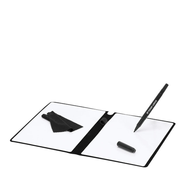 Dubbelzijdig whiteboard met doekje en stift in etui