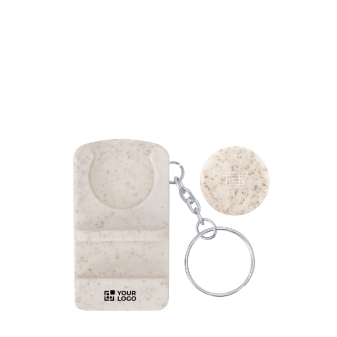 Sleutelhangerhouder van tarwestro met winkelwagenmunt