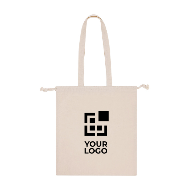 Katoenen tas met trekkoorden en stevige hengsels 180 g/m²