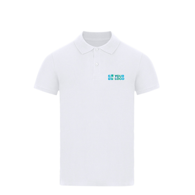 Witte katoenen kinderpolo met verstevigde kraag 180 g/m²